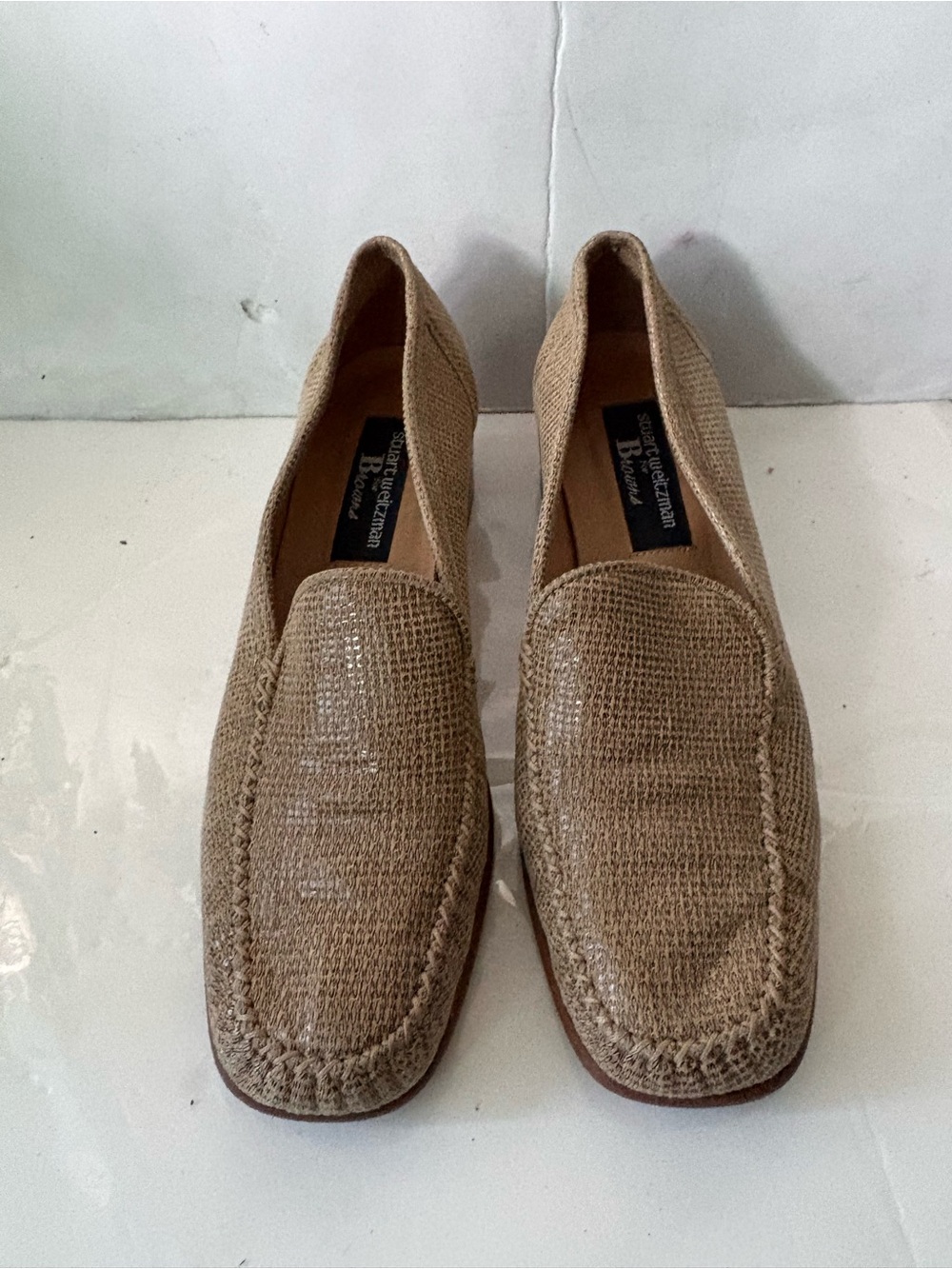 Stuart Weitzman by Browns Women's Tan Raffia Loafers